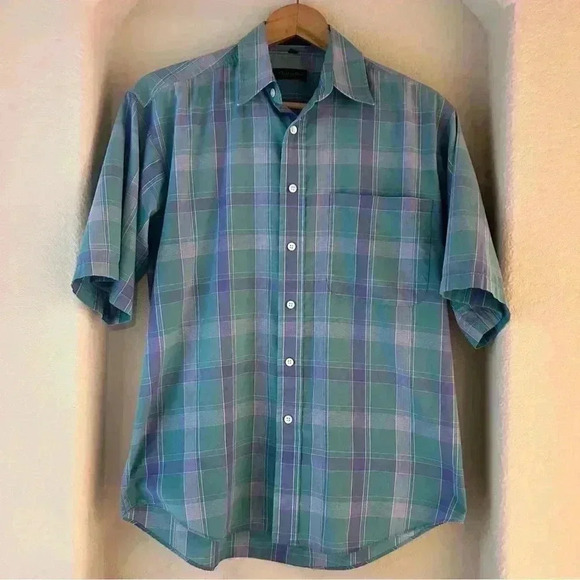 Christian Dior Monsieur Plaid Short Sleeve Button Down Shirt - Picture 1 of 4